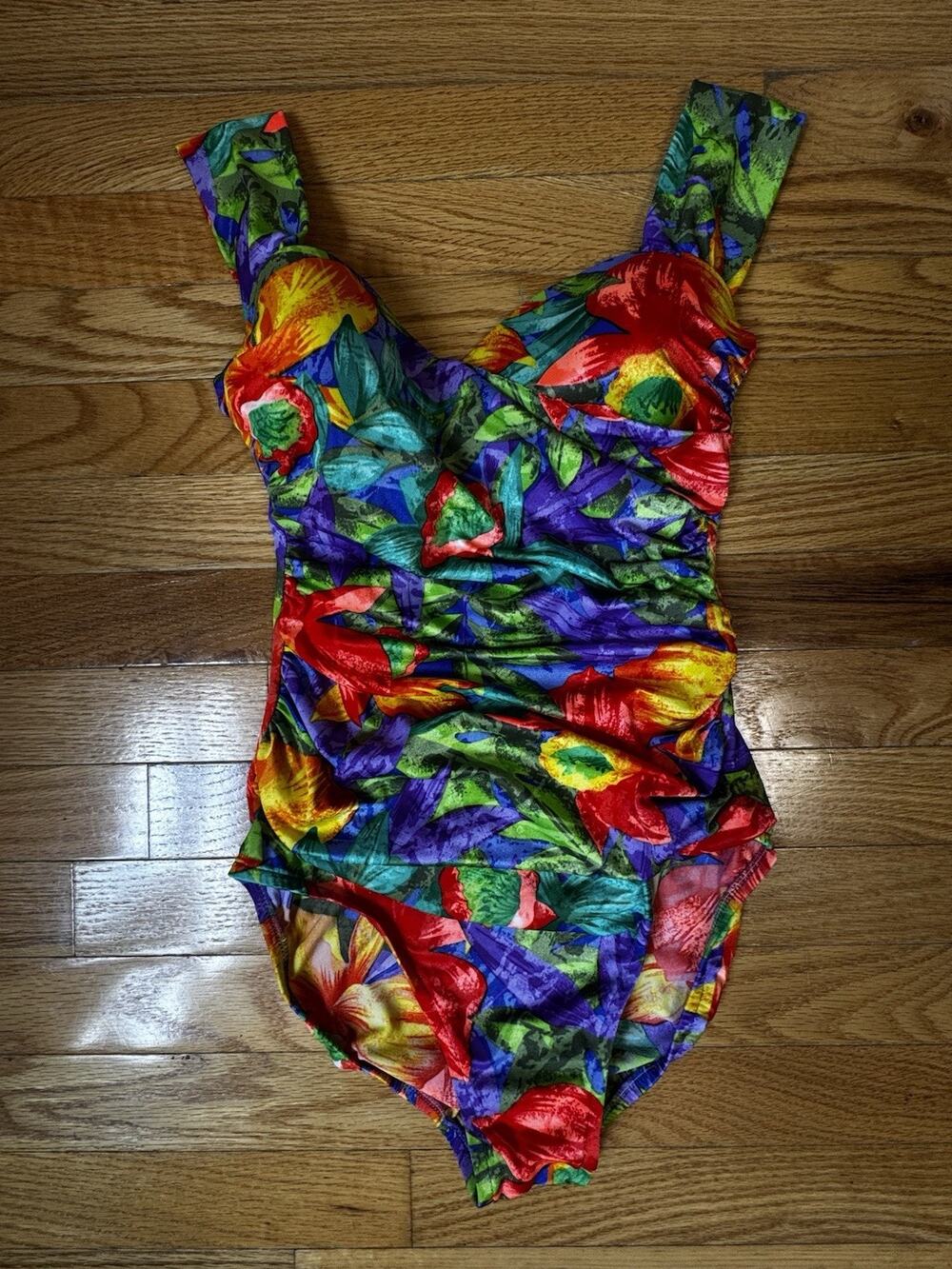 Sirena Vintage Floral One Piece Swimsuit Size 10 Style 3547